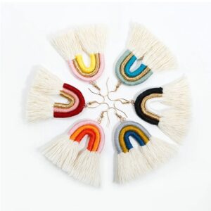 Boucle D'oreille Arc En Ciel Macramé