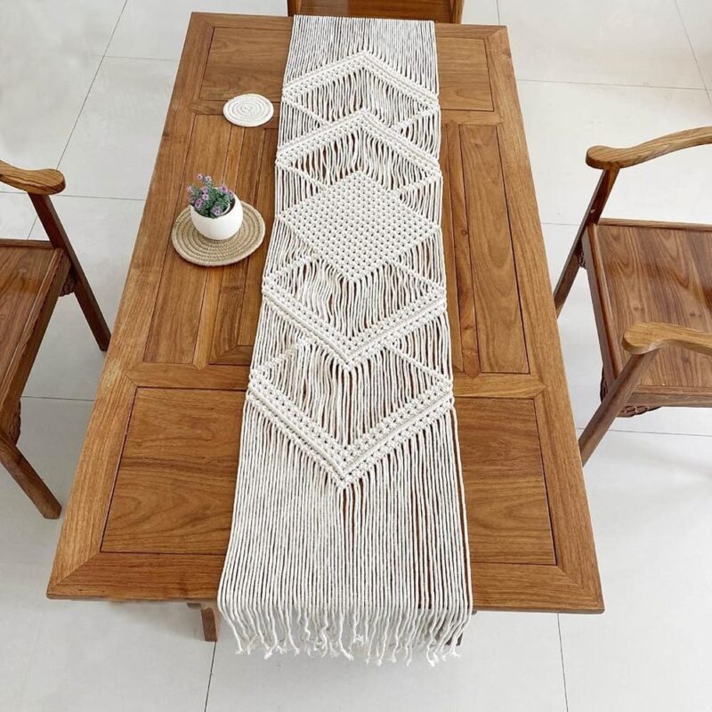 Chemin De Table Macramé Beige