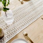 chemin de table blanc tissé en macramé