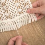 chemin de table en macramé blanc