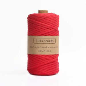Fil Macramé 4 Mm Rouge 100m