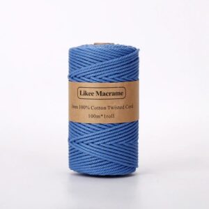 Fil Macramé 3 Mm Bleu 100m