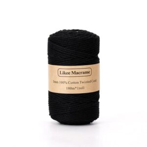 Fil Macramé 3 Mm Noir 100m