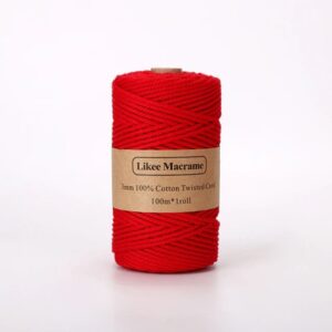 Fil Macramé 3 Mm Rouge 100m209