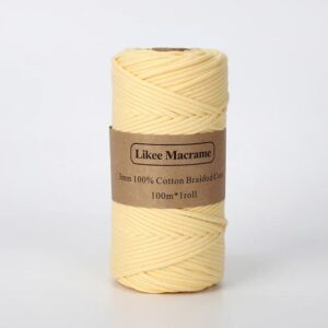 Fil Macramé Tressé Jaune 3 Mm 100m169