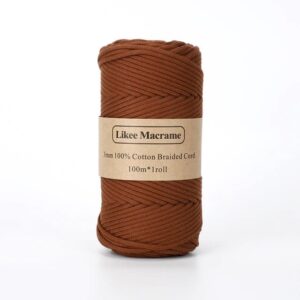 Fil Macramé Tressé Marron 3 Mm 100m