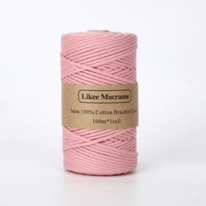 Fil Macramé Tressé Rose 3 Mm 100m181