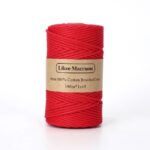 Fil Macramé Tressé Rouge 3 Mm 100m185