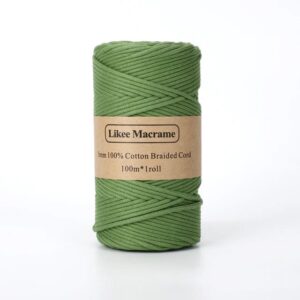 Fil Macramé Tressé Vert 3 Mm 100m188