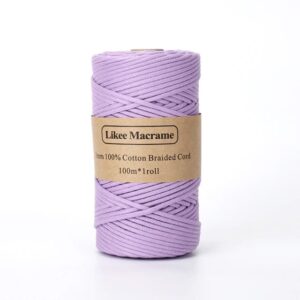 Fil Macramé Tressé Violet 3 Mm 100m
