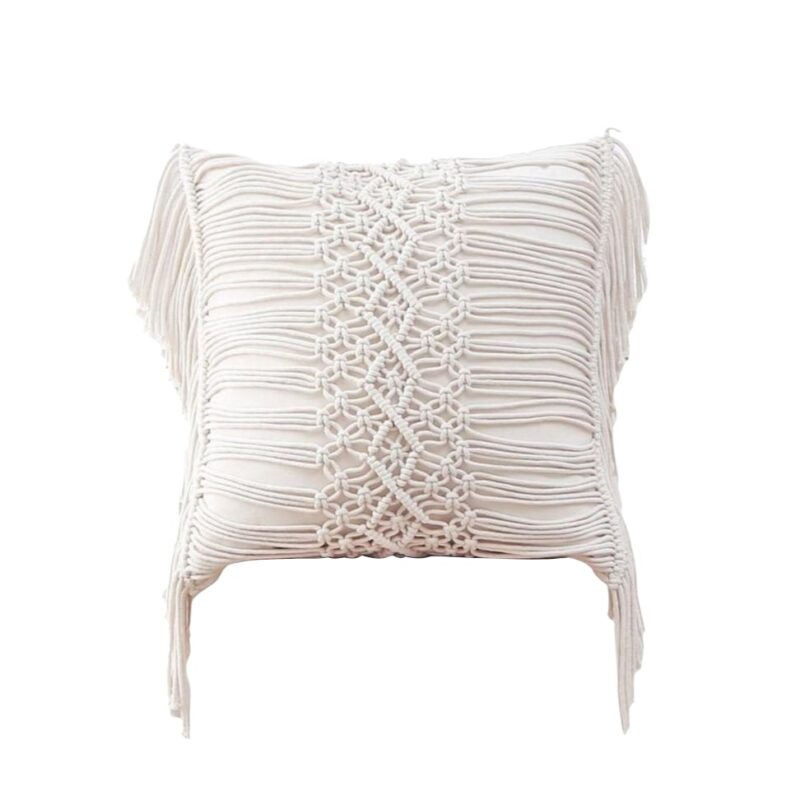 Housse De Coussin En Macramé Écru