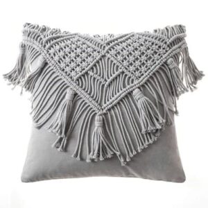 Coussin Macramé Gris