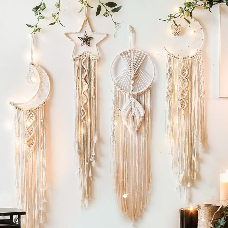 Lot De 4 Attrapes Rêves Macramé