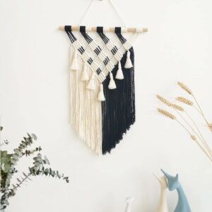 Macramé Mural Noir Et Blanc