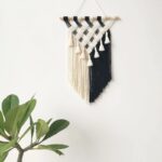 tissu macramé noir et blanc pour décoration