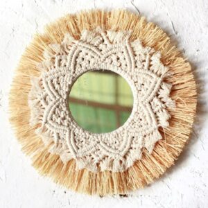 Miroir Doré En Macramé