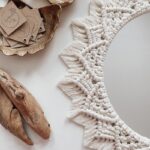 miroir en macramé blanc