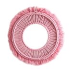 miroir décoratif en macramé rose