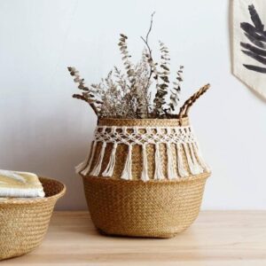 Panier En Osier Macramé