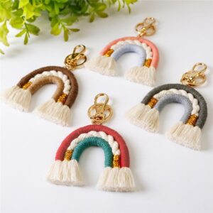 Porte-clé Arc-en-ciel Macramé