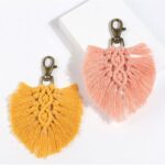 porte-clé artisanale macramé feuille