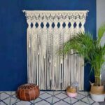 rideau macramé décoratif pompons